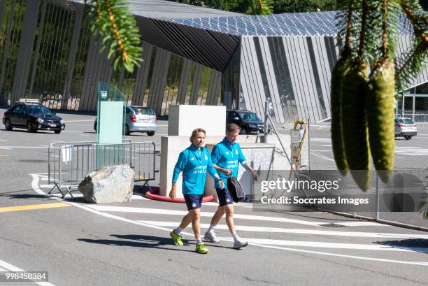 Boudewijn Zenden of PSV, Egid Kiesouw of PSV during the Training PSV on July 13, 2018 in Verbier Switzerland