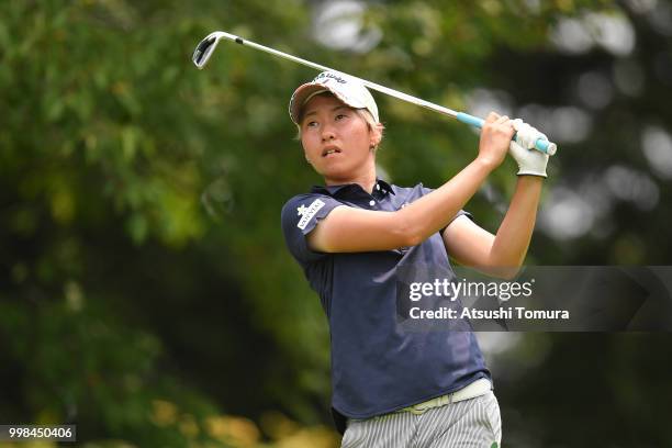 Seira Oki of Japan hits her tee shot on the 5th hole during the second round of the Samantha Thavasa Girls Collection Ladies Tournament at the Eagle...
