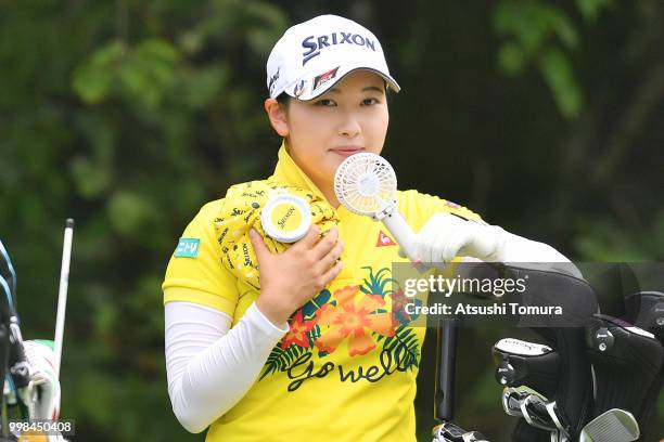 Sakura Koiwai of Japan looks on during the second round of the Samantha Thavasa Girls Collection Ladies Tournament at the Eagle Point Golf Club on...