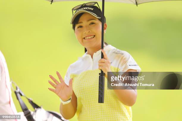 Serena Aoki of Japan smiles during the second round of the Samantha Thavasa Girls Collection Ladies Tournament at the Eagle Point Golf Club on July...