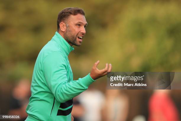 John Eustace Assistant Manager of QPR during the Pre-Season Friendly between Staines Town and Queens Park Rangers at Wheatsheaf Park on July 13, 2018...