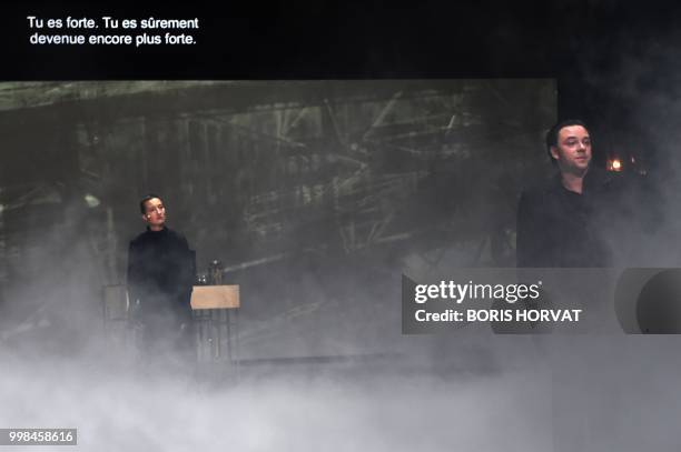 Dutch Actors Abke Haring and Aus Greidanus Jr perform in the play " De Dingen Die Voorrbijgaan' " from Louis Couperus directed by Belgian stage...