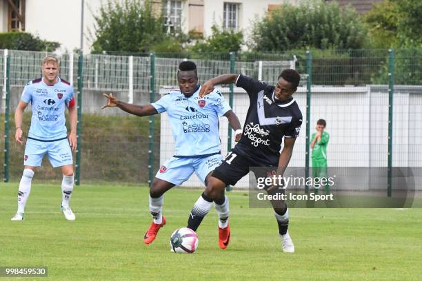 Fode Camara of Gazelec Ajaccio and Francois Kamano of Bordeaux during the friendly match between Bordeaux and Gazelec Ajaccio on July 13, 2018 in...