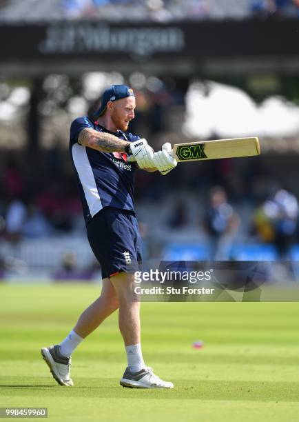England batsman Ben Stokes in action before the 2nd ODI Royal London One Day International match between England and India at Lord's Cricket Ground...