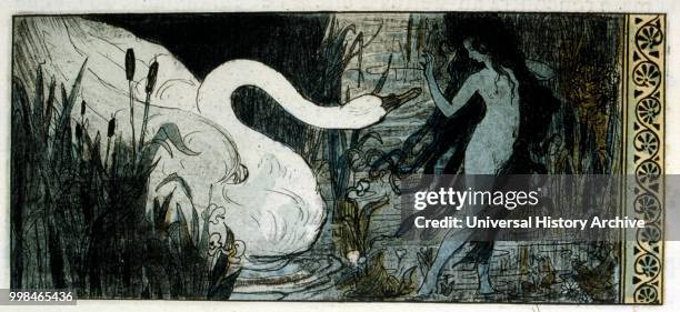 Byblis. Leda ou La Louange des Bienheureuses Tenebres 1898, by Pierre Louys. Engraved Art Nouveau pictorial initials, by Paul-Albert Laurens, one of...