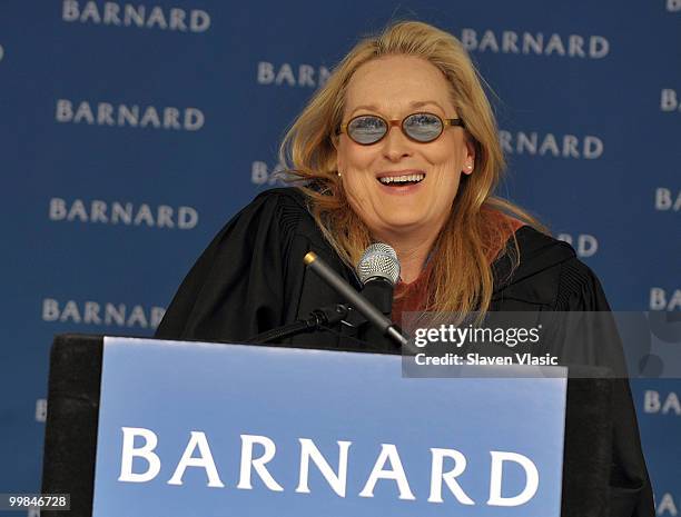 Actress Meryl Streep speaks at the Barnard College Commencement on May 17, 2010 in New York City.