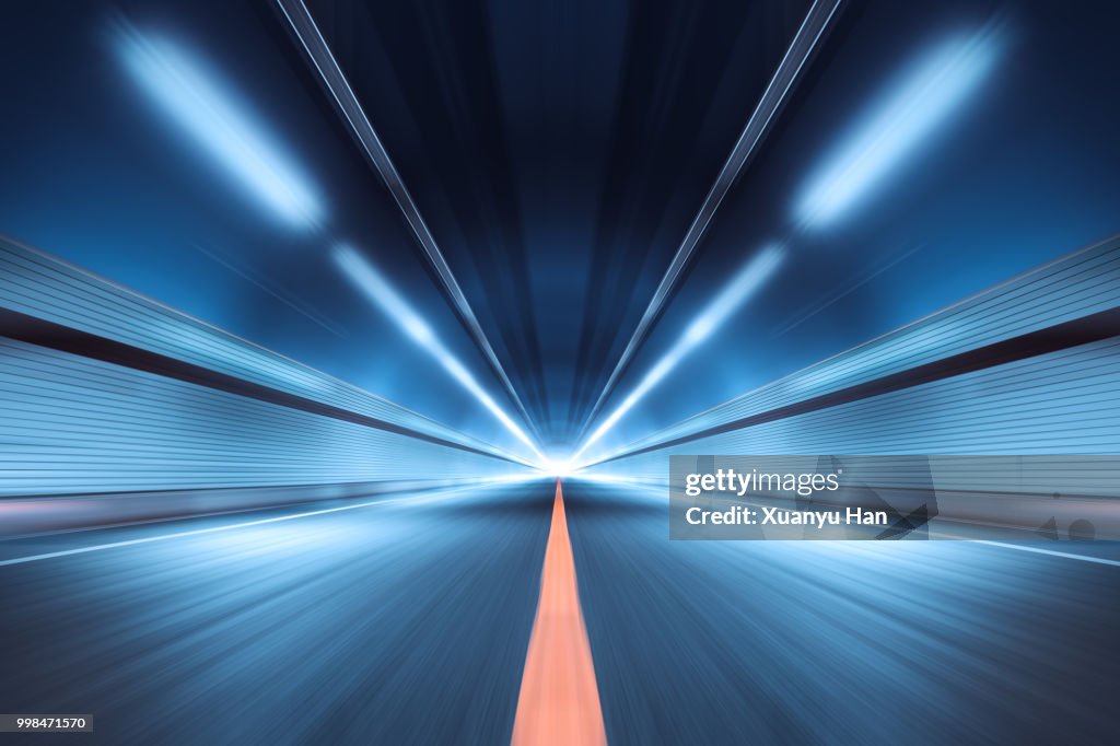 Modern highway tunnel underpass