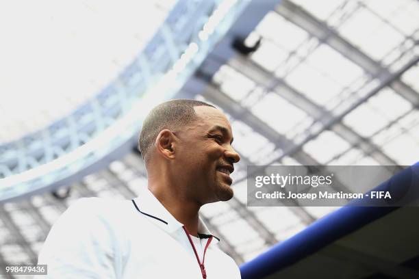 Will Smith attends a closing ceremony rehearsal at Luzhniki Stadium on July 13, 2018 in Moscow, Russia.