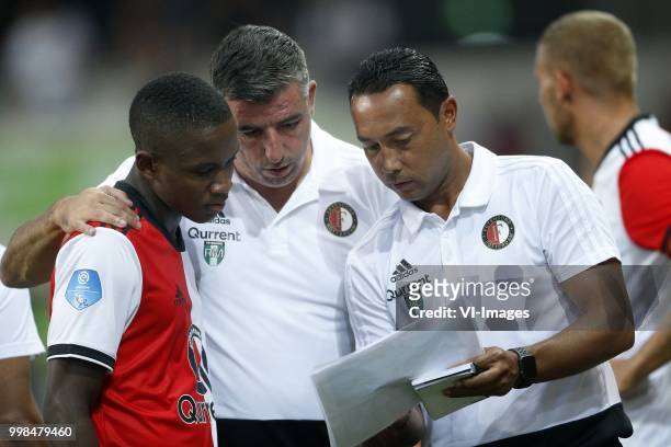 , Luis Sinisterra of Feyenoord, Assistant trainer Roy Makaay of Feyenoord, Assistant trainer Denny Landzaat of Feyenoord during the Uhrencup match...