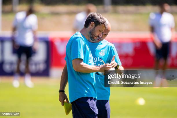 Mark van Bommel of PSV, Reinier Robbemond of PSV during the PSV training on July 11, 2018 in Bagnes Switzerland