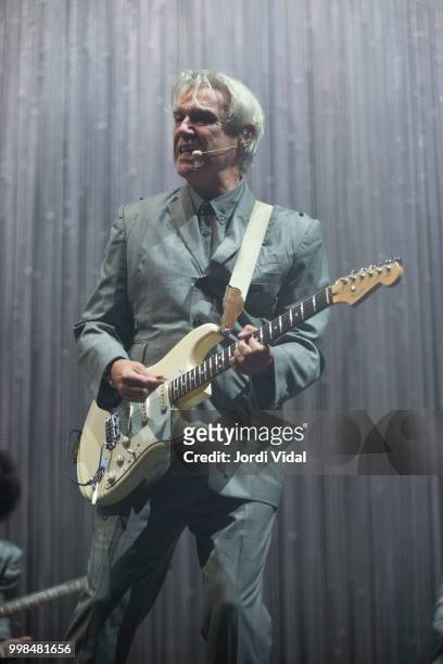 David Byrne performs on stage during BBK Live Festival al Kobetamendi on July 13, 2018 in Bilbao, Spain.