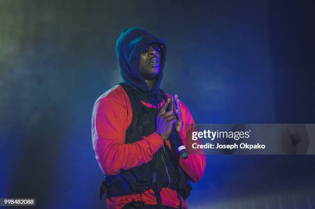 Skepta performs onstage on Day 1 of Lovebox festival at Gunnersbury Park on July 13, 2018 in London, England.