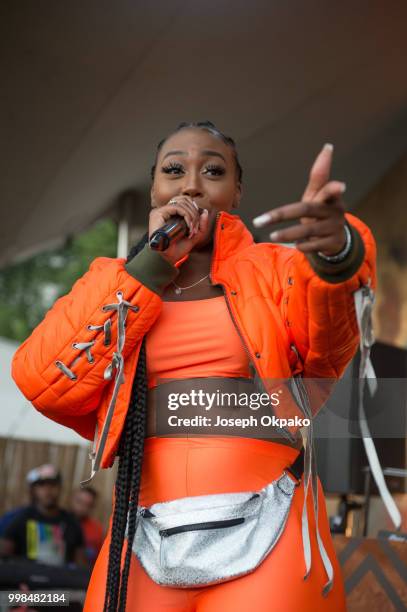 Ms Banks performs on Day 1 of Lovebox festival at Gunnersbury Park on July 13, 2018 in London, England.