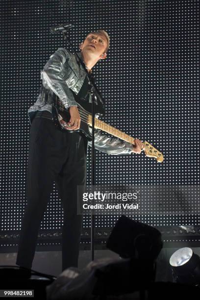 Oliver Sim of The XX performs on stage during BBK Live Festival al Kobetamendi on July 13, 2018 in Bilbao, Spain.