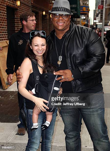 Christa Lynche and American Idol contestant Michael Lynche with baby Laila Rose Lynche visit "Late Show With David Letterman" at the Ed Sullivan...