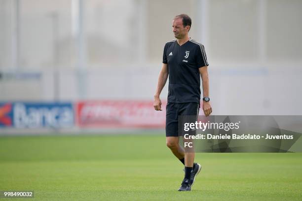 Massimiliano Allegri during a Juventus morning training session on July 14, 2018 in Turin, Italy.