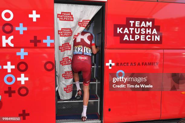 Start / Ian Boswell of The United States and Team Katusha / Bus / during the 105th Tour de France 2018, Stage 8 a 181km stage from Dreux to Amiens...