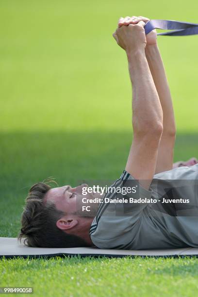 Daniele Rugani during a Juventus morning training session on July 14, 2018 in Turin, Italy.