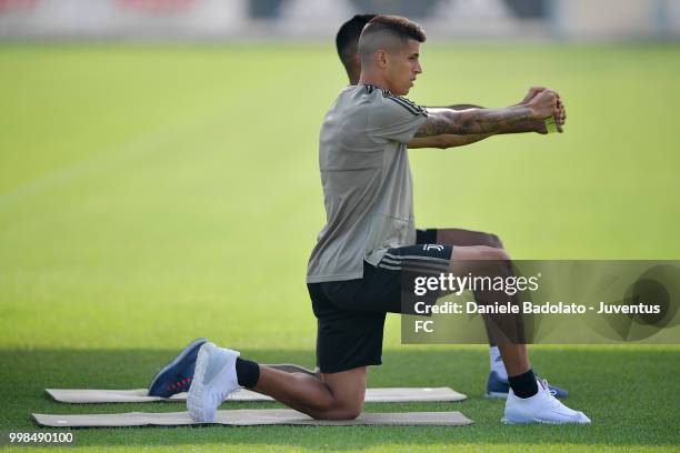 Joao Cancelo during a Juventus morning training session on July 14, 2018 in Turin, Italy.