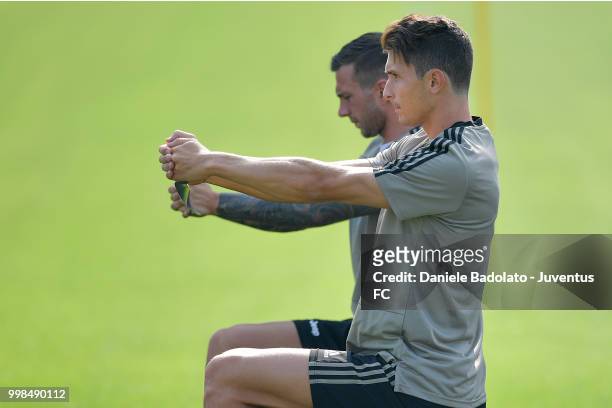 Mattia Caldara during a Juventus morning training session on July 14, 2018 in Turin, Italy.
