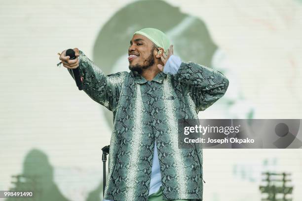 Anderson Paak performs on Day 1 of Lovebox festival at Gunnersbury Park on July 13, 2018 in London, England.