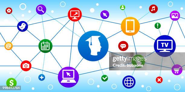 graduation face & hat internet communication technology triangular node pattern background - wireframe face stock illustrations