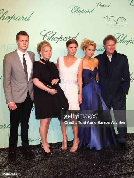 Barron Nicholas Hilton, Kathy Hilton, Nicky Hilton, Paris Hilton and Rick Hilton attend the Chopard 150th Anniversary Party at the VIP Room, Palm...