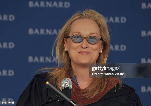 Actress Meryl Streep speaks at the Barnard College Commencement on May 17, 2010 in New York City.