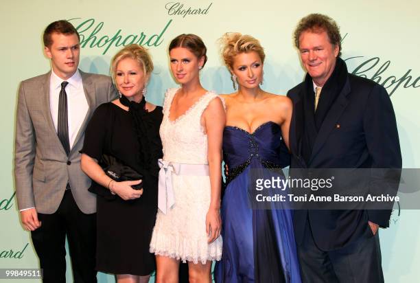 Barron Nicholas Hilton, Kathy Hilton, Nicky Hilton, Paris Hilton and Rick Hilton attend the Chopard 150th Anniversary Party at the VIP Room, Palm...