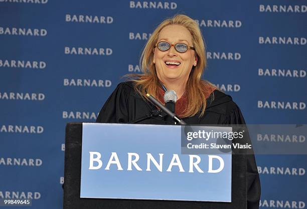 Actress Meryl Streep speaks at the Barnard College Commencement on May 17, 2010 in New York City.