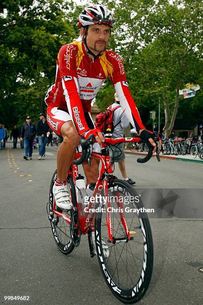 Paul Mach of team Bissell rides to the start of stage two of the Tour of California on May 17, 2010 in Davis, California.