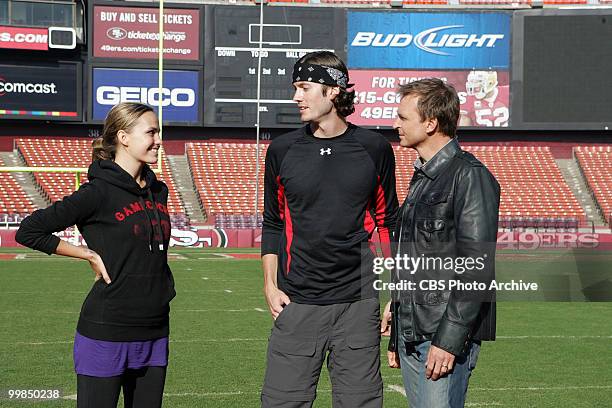 BDating models Caite and Brent meet host Phil Keoghan at the finish line at Candlestick Park in San Francisco, CA., on THE AMAZING RACE 16 Sunday,...