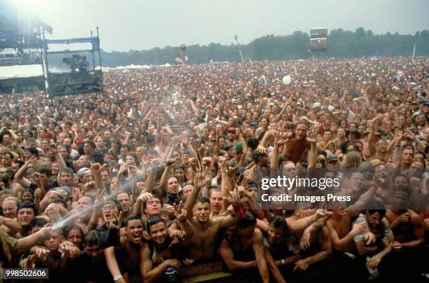 Crowds of people during Woodstock circa 1994 in Saugerties.