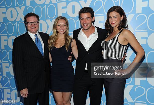 The cast of "Lonestar" David Keith, Eloise Mumford, James Wolk and Adrianne Palicki attend the 2010 FOX Upfront after party at Wollman Rink, Central...