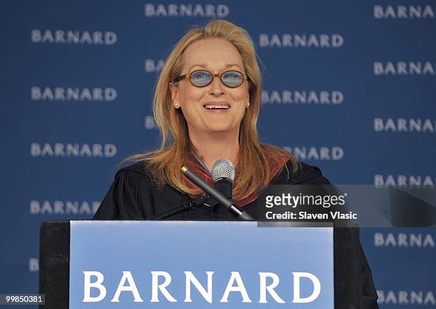 Actress Meryl Streep speaks at the Barnard College Commencement on May 17, 2010 in New York City.