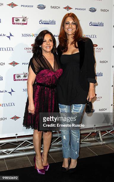Patrizia Mirigliani and Miriam Leone attend the My Fair Miss Web channel launch at Crowne Plaza on May 17, 2010 in Rome, Italy.