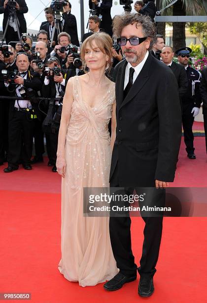 Cannes President Tim Burton and Actress Isabelle Huppert attends 'Biutiful' Premiere at the Palais des Festivals during the 63rd Annual Cannes Film...