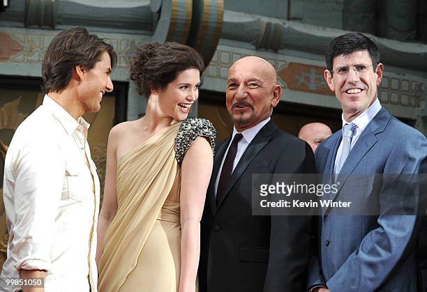 Actors Tom Cruise, Gemma Arterton, Ben Kingsley and Disney chairman Rich Ross pose during the Jerry Bruckheimer hand and footprint ceremony held at...