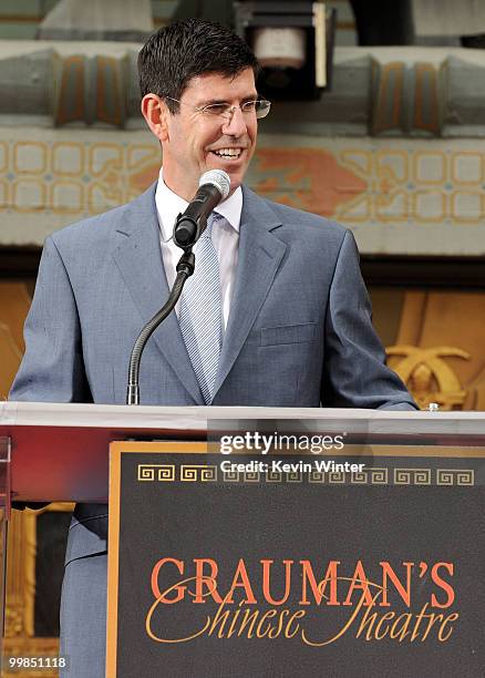 Chairman of The Walt Disney Studios Rich Ross speaks onstage during the Jerry Bruckheimer hand and footprint ceremony held at Grauman's Chinese...