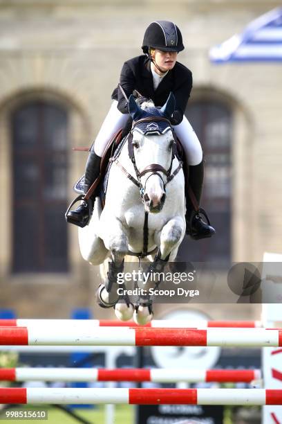 Gates Jennifer riding Pumped Up Kicks during the Prix Aire Cantilienne - Global Champions Tour on July 13, 2018 in Chantilly, France.