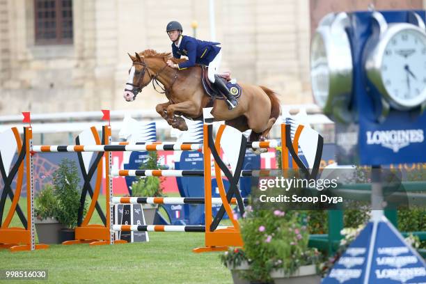 Bruynseels Niels riding Lady Cracotte during the Prix Aire Cantilienne - Global Champions Tour on July 13, 2018 in Chantilly, France.