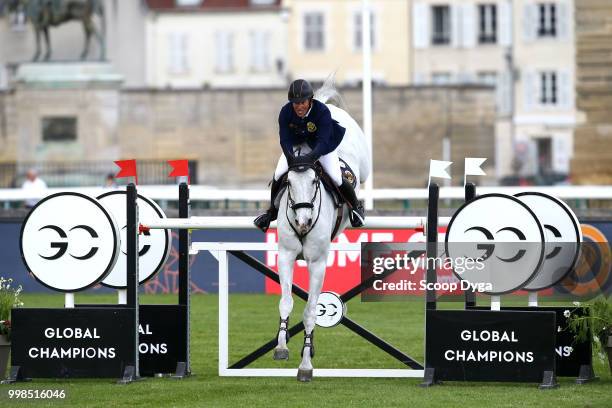 Schroder Gerco riding Glock's Cognac Champblanc during the Prix Aire Cantilienne - Global Champions Tour on July 13, 2018 in Chantilly, France.