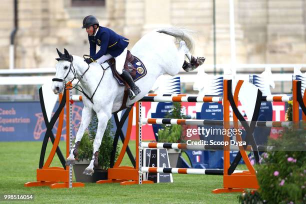 Schroder Gerco riding Glock's Cognac Champblanc during the Prix Aire Cantilienne - Global Champions Tour on July 13, 2018 in Chantilly, France.