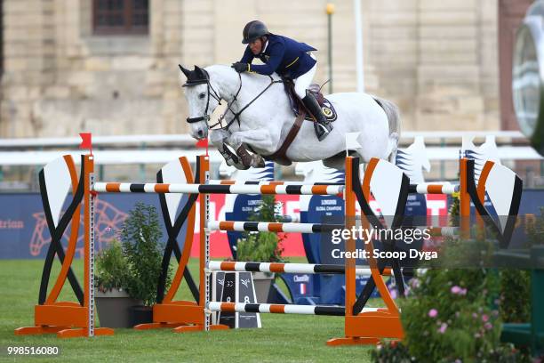 Schroder Gerco riding Glock's Cognac Champblanc during the Prix Aire Cantilienne - Global Champions Tour on July 13, 2018 in Chantilly, France.