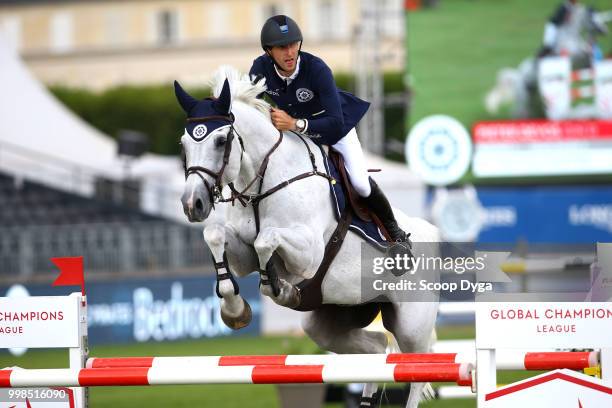 Devos Pieter riding Gin D during the Prix Aire Cantilienne - Global Champions Tour on July 13, 2018 in Chantilly, France.