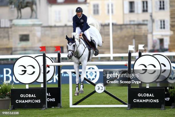 Devos Pieter riding Gin D during the Prix Aire Cantilienne - Global Champions Tour on July 13, 2018 in Chantilly, France.