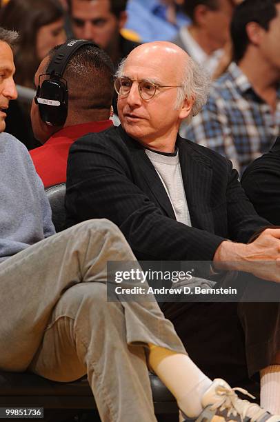 Actor Larry David attends a game between the Phoenix Suns and the Los Angeles Lakers in Game One of the Western Conference Finals during the 2010 NBA...