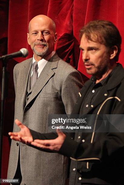 Actors Bruce Willis and Billy Bob Thornton speak before the screening of "Armageddon" during AFI & Walt Disney Pictures' "A Cinematic Celebration of...