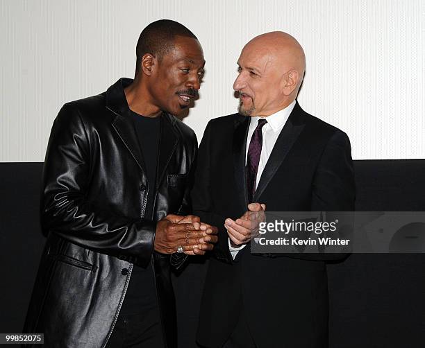 Actors Eddie Murphy and Sir Ben Kingsley speak onstage during the premiere of Walt Disney Pictures' "Prince Of Persia: The Sands Of Time" held at...
