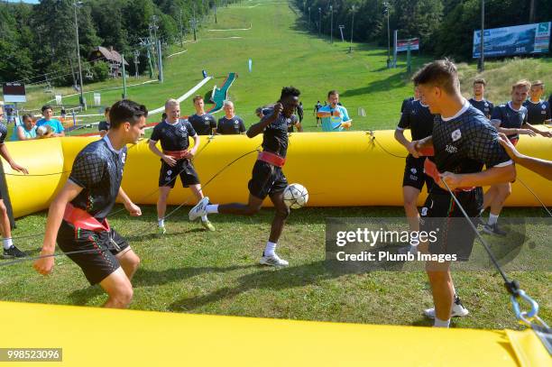 Kamal Sowah during team bonding activities during the OHL Leuven training session on July 09, 2018 in Maribor, Slovenia